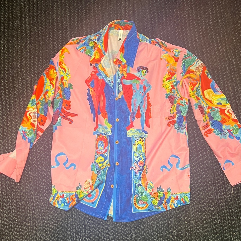 Colorful Graphic Button-Up Shirt